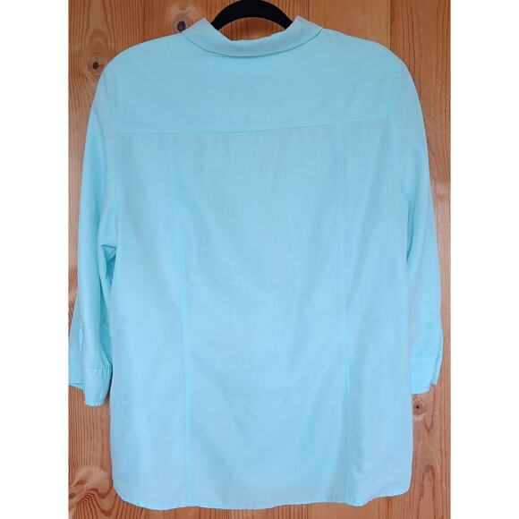 Croft & Barrow Sky Blue Camp Shirt Women's XL Roll Tab Sleeves Soft Modal Fabric - Picture 2 of 7